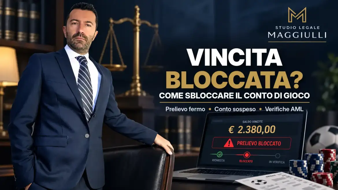 Avvocato per vincita bloccata e conto di gioco sospeso